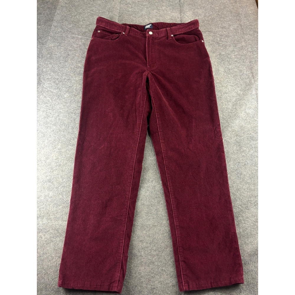Lands End Mens 38 Traditional Fit Corduroy Pants Burgundy Straight Leg Stretch